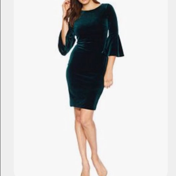 calvin klein bell sleeve velvet dress